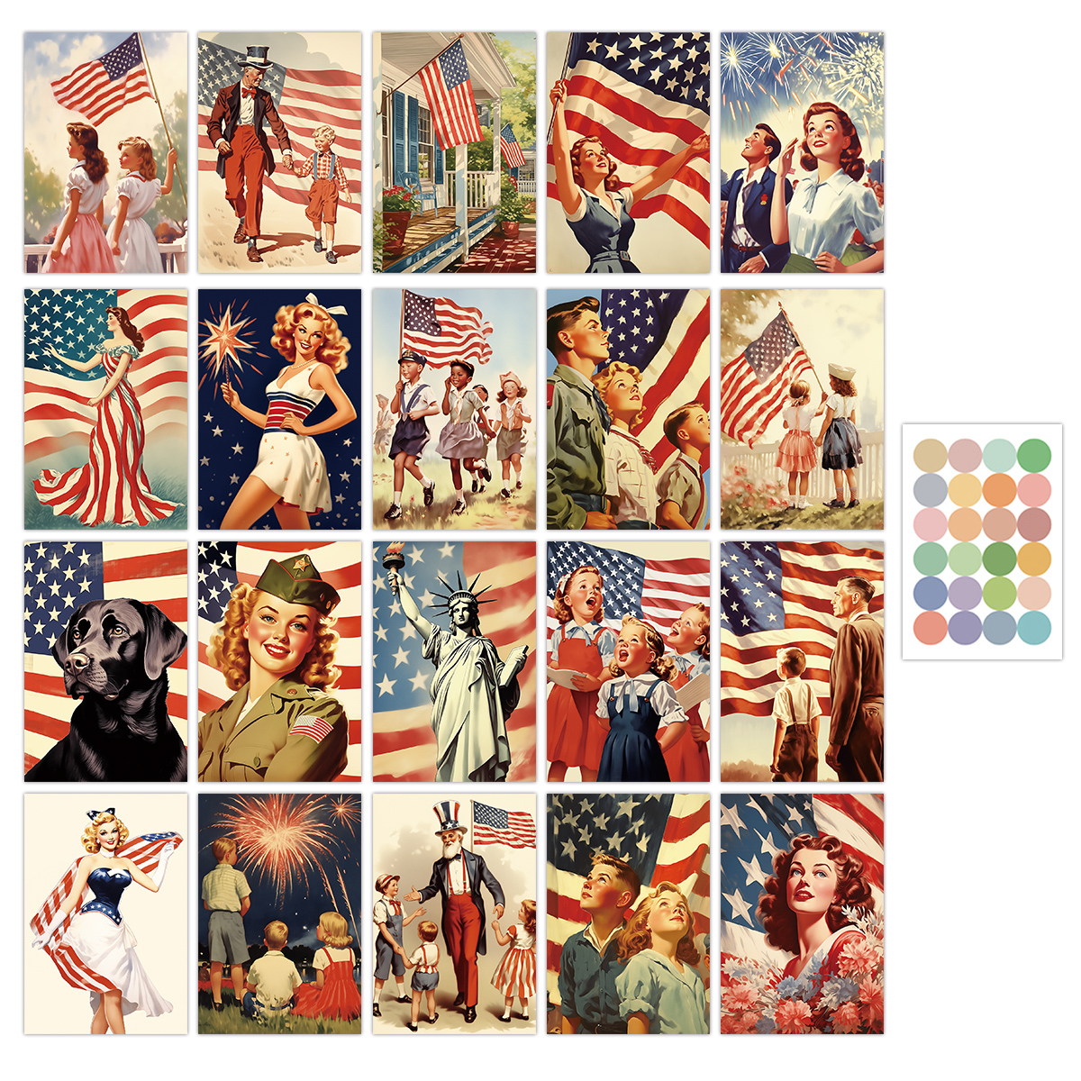20pcs Vintage America Annivers - Art And Craft Independence Day 评论和价格