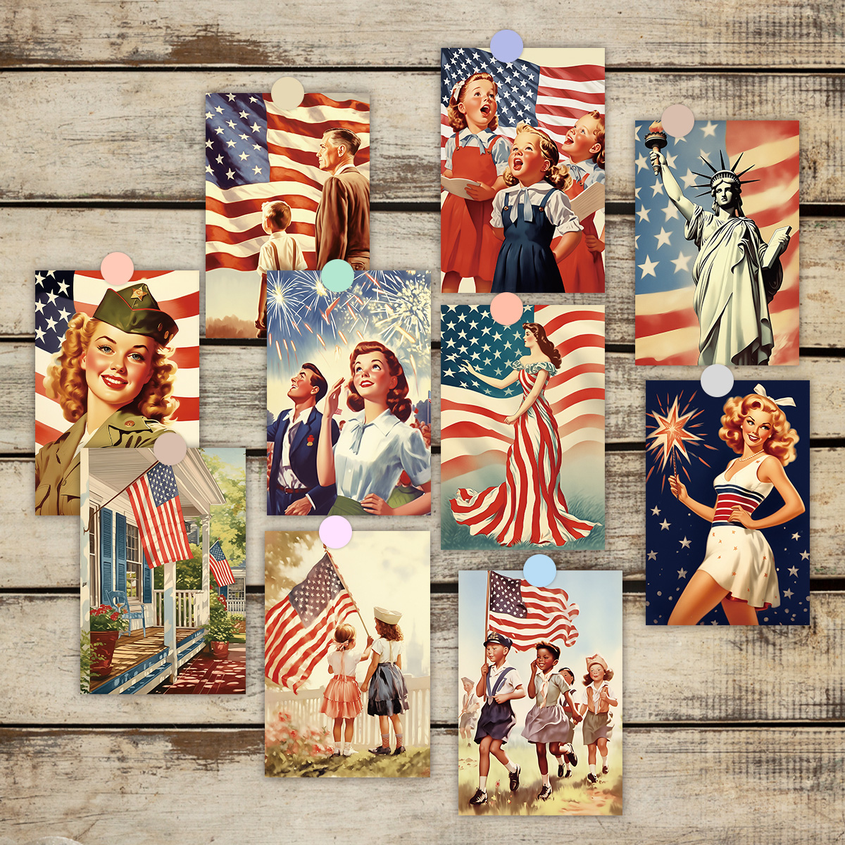20pcs Vintage America Annivers - Art And Craft Independence Day 评论和价格
