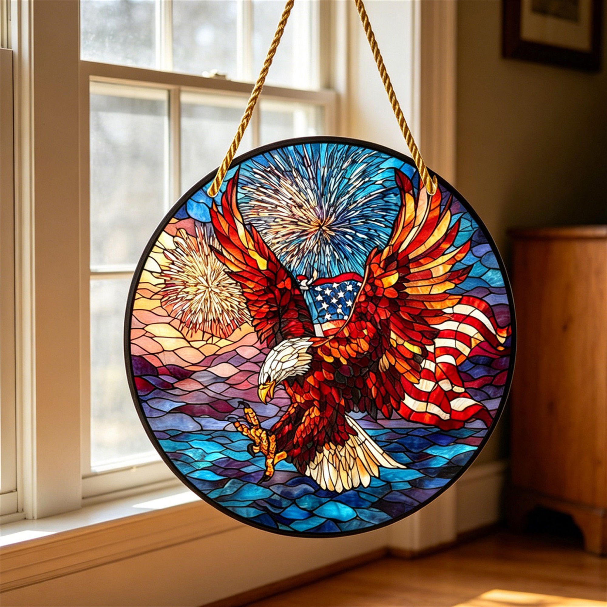 4th of July Sun Catcher for Wi - Art And Craft Independence Day 评论和价格